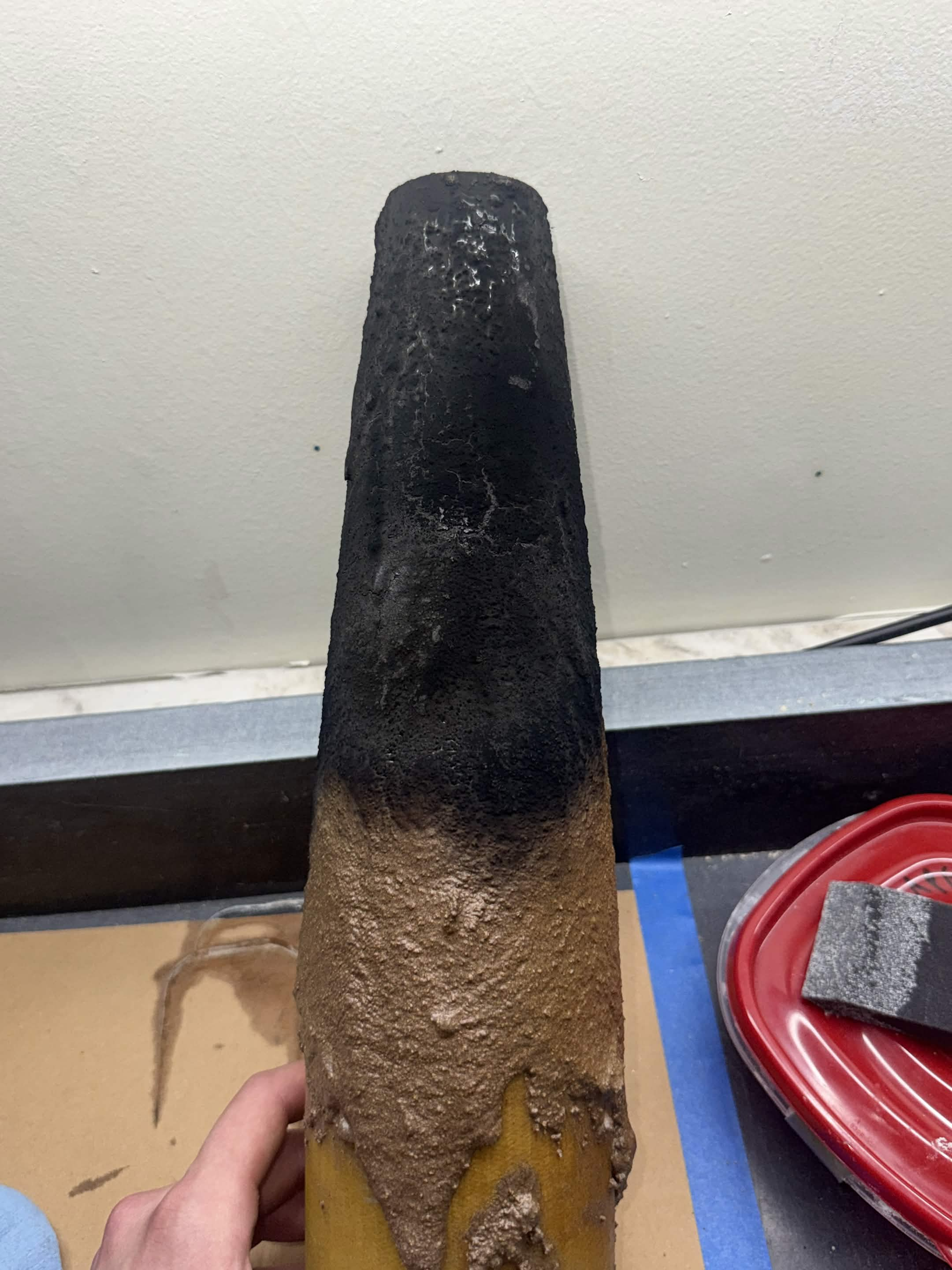 Nosecone ablative after thermal testing.