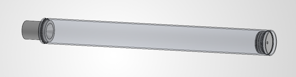 CAD drawing of the planned snap ring motor case assembly.